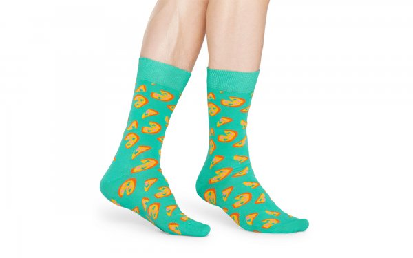 جوراب هپی‌ساکس (Happy Socks) کد 2581 سری غذا طرح پیتزا رنگ زمینه سبزآبی