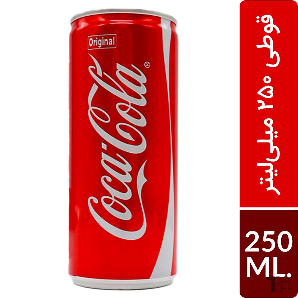 نوشابه با طعم کولا قوطی فلزی باریک (اسلیک) کوکاکولا مقدار 250 میلی‌لیتر