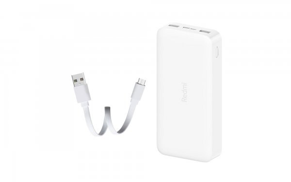 پاوربانک شیائومی مدل Redmi ظرفیت 20000 میلی‌آمپر ساعت به همراه کابل تبدیل microUSB