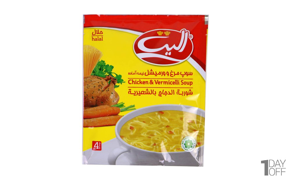 سوپ مرغ و ورمیشل نیمه‌آماده الیت مقدار 65 گرم