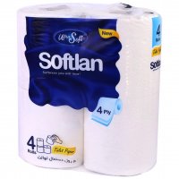 دستمال توالت چهارلایه سافتلن بسته 4 رول