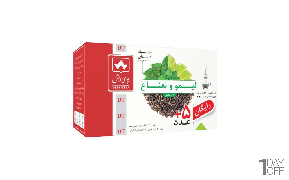 چای سیاه کیسه‌ای لیمو و نعناع دبش بسته 25 عددی