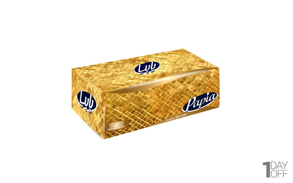 دستمال کاغذی سه‌لایه طلایی پاپیا بسته 100 برگ 
