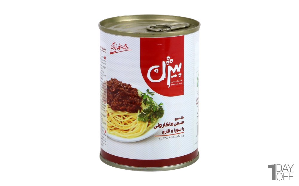 کنسرو سس ماکارونی با سویا و قارچ بیژن مقدار 380 گرم