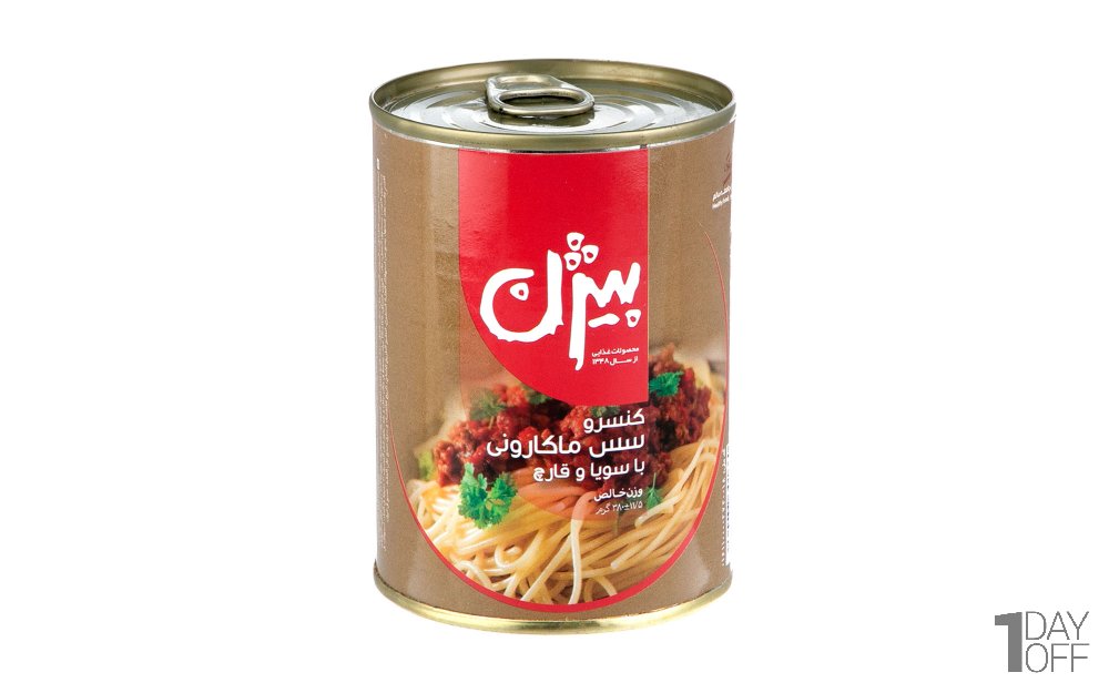 کنسرو سس ماکارونی با سویا و قارچ بیژن مقدار 380 گرم