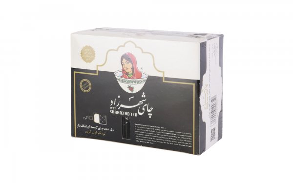 چای کیسه‌ای لفاف‌دار ارل گری شهرزاد بسته 50 عددی