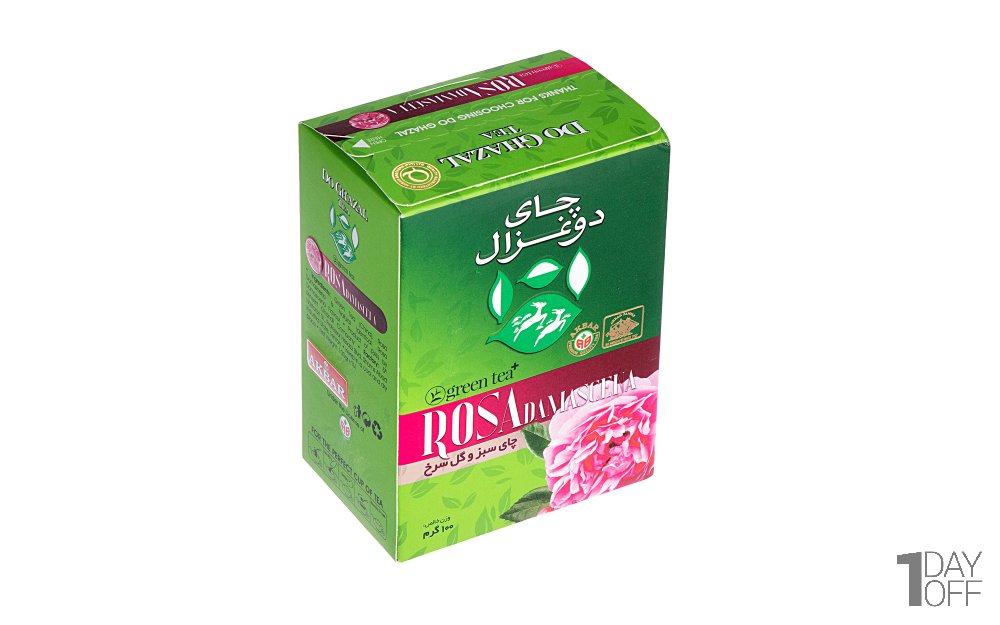 چای سبز و گل سرخ دوغزال مقدار 100 گرم 
