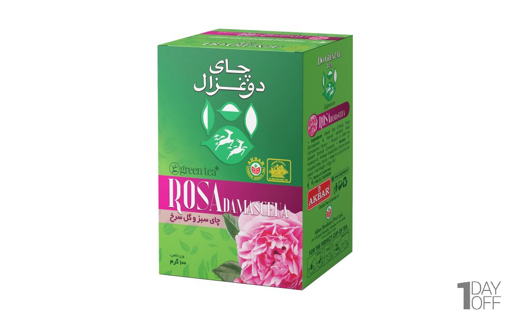 چای سبز و گل سرخ دوغزال مقدار 100 گرم 