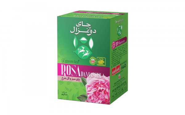 چای سبز و گل سرخ دوغزال مقدار 100 گرم 