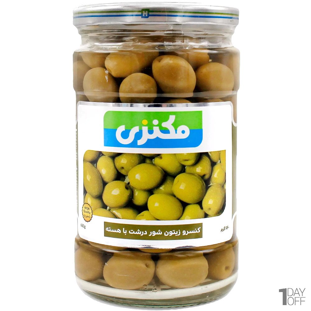 زیتون شور درشت با هسته مکنزی مقدار 660 گرم