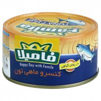 کنسرو ماهی تون در روغن گیاهی فامیلا مقدار 180 گرم