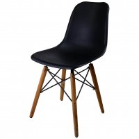 صندلی اِیمز پایه ایفلی بدون دسته با پایه چوبی رنگ مشکی