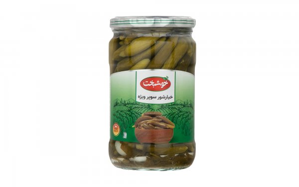 خیارشور سوپر ویژه خوشبخت مقدار 680 گرم 