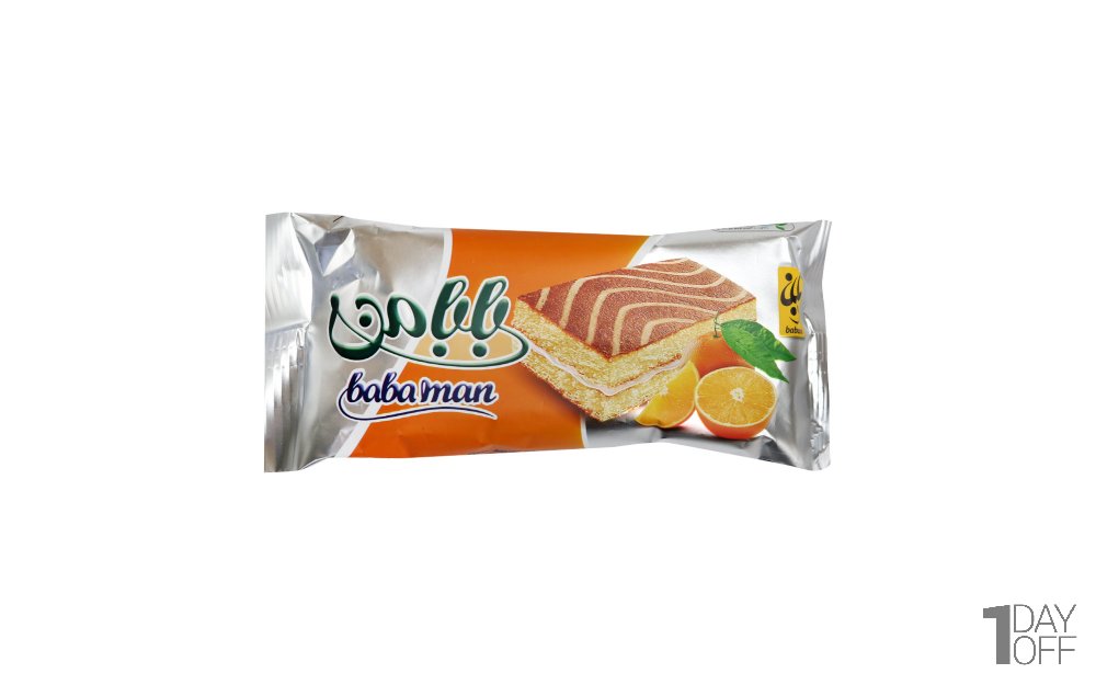 کیک دولایه کرمدار با طعم پرتقالی بابانا مقدار 50 گرم