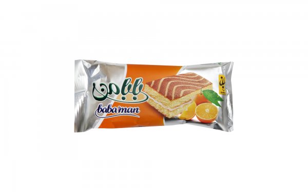 کیک دولایه کرمدار با طعم پرتقالی بابانا مقدار 50 گرم
