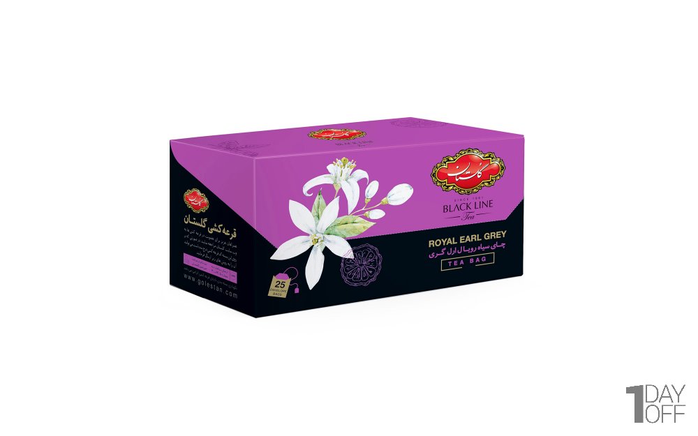 چای سیاه کیسه‌ای رویال ارل‌گری گلستان بسته 25 عددی