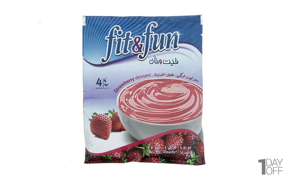 دسر توت‌فرنگی فیت و فان مقدار 110 گرم