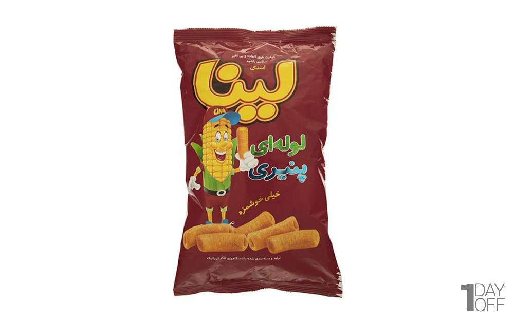 اسنک لوله‌ای لینا با طعم پنیری مقدار 135 گرم