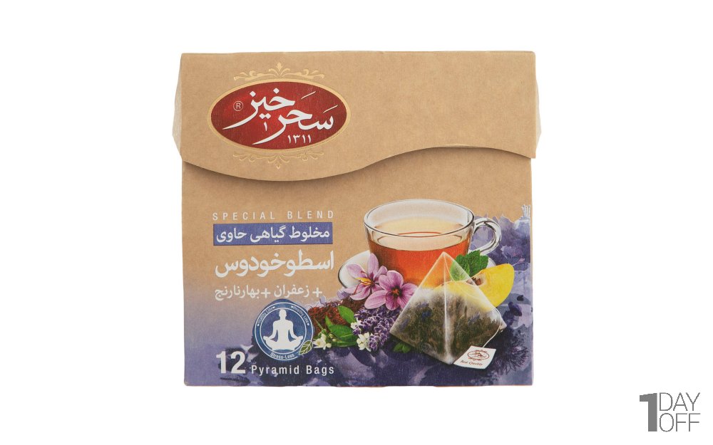 دمنوش اسطوخودوس و زعفران سحرخیز بسته 12 عددی