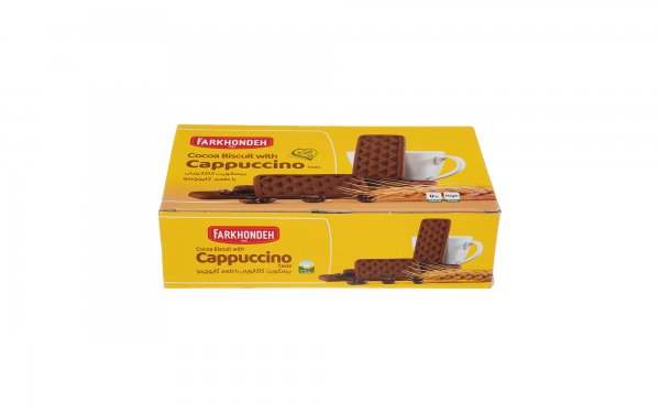 بیسکویت کاکائویی با طعم کاپوچینو فرخنده مقدار 1240 گرم