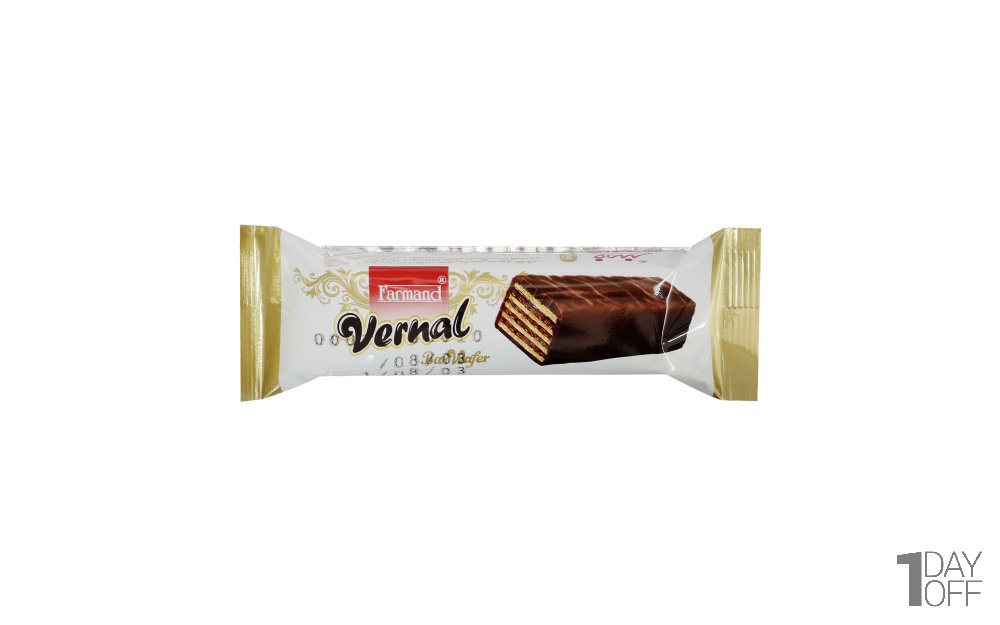 ویفر با روکش کاکائویی ورنال (Vernal) فرمند مقدار 20 گرم