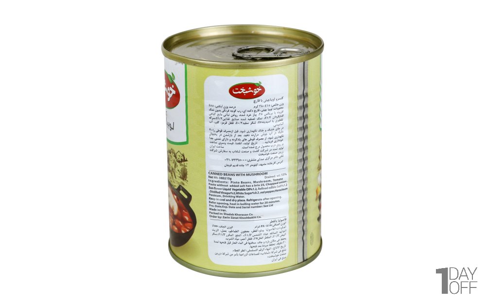 کنسرو لوبیا چیتی با قارچ خوشبخت مقدار 380 گرم