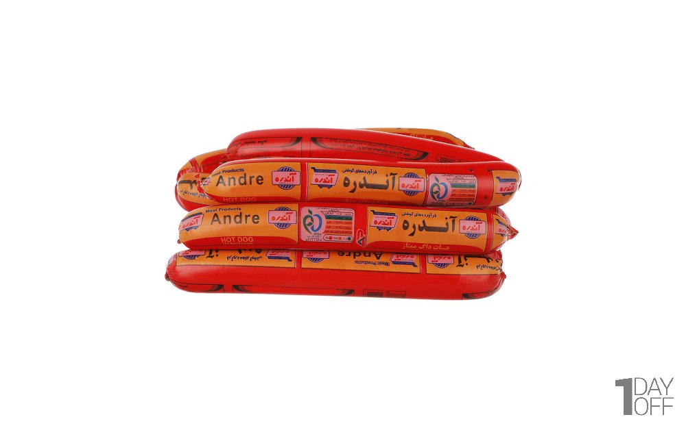 هات داگ ممتاز 70 درصد گوشت‌ قرمز آندره مقدار 1 کیلوگرم