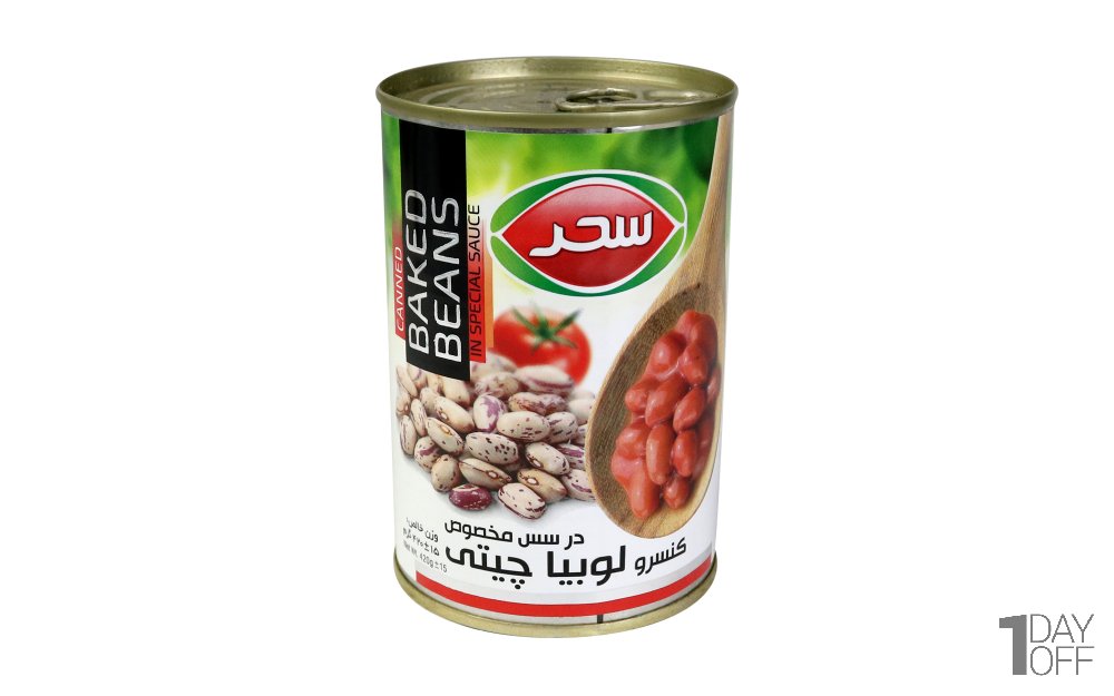 کنسرو خوراک لوبیا چیتی با سس مخصوص سحر مقدار 420 گرم