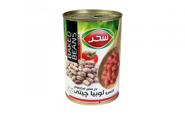 کنسرو خوراک لوبیا چیتی با سس مخصوص سحر مقدار 420 گرم