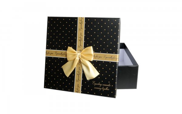 باکس هدیه مکعب رنگ مشکی و طلایی ابعاد 21x21.5x8.5 سانتی‌متر 