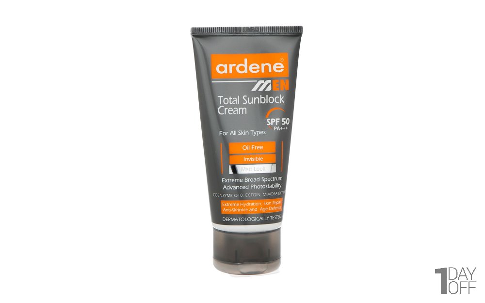 کرم ضدآفتاب آقایان SPF50 آردن مدل Total SUNBLOCK مقدار 50 گرم