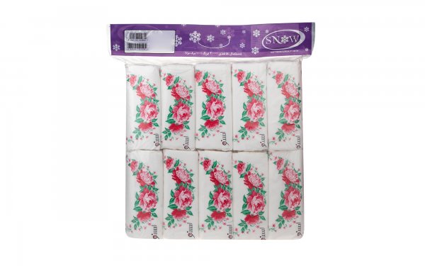 دستمال کاغذی دولایه 100برگ اسنو مدل Flower بسته 10 عددی