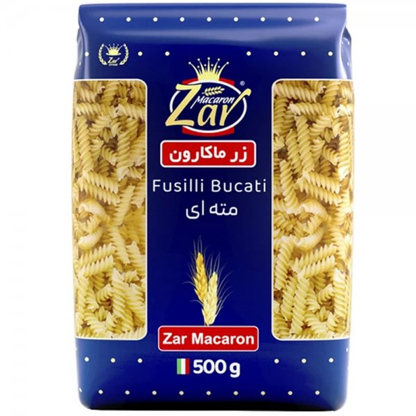 ماکارونی فرمی مته‌ای زر ماکارون مقدار 500 گرم