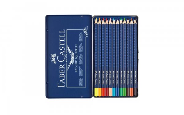 مداد آبرنگی Art Grip Aquarelle جعبه فلزی 12 رنگ فابر کاستل (Faber Castell) سری Creative Studio