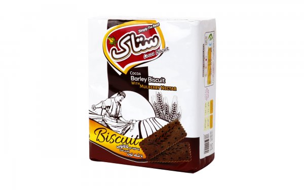 بیسکویت جو کاکائویی شیرین‌شده با شهد توت ستاک مقدار 60 گرم