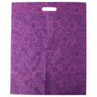 ساک خرید (شاپینگ بگ) سوزنی دسته موزی سایز 34.5 در 44.5 سانتی‌متر با طرح بته‌جقه بنفش