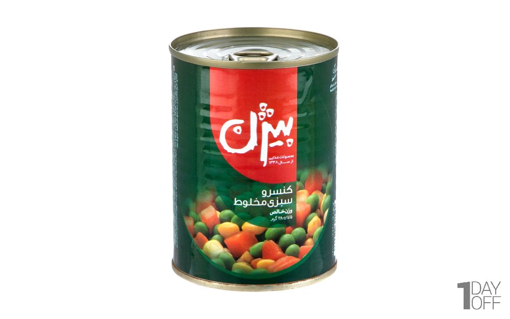 کنسرو سبزی مخلوط بیژن مقدار 380 گرم