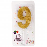 شمع کیک عدد 9 رنگ طلایی