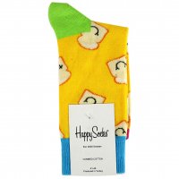 جوراب هپی‌ساکس (Happy Socks) کد 2582 سری غذا طرح نان تست رنگ زمینه زرد