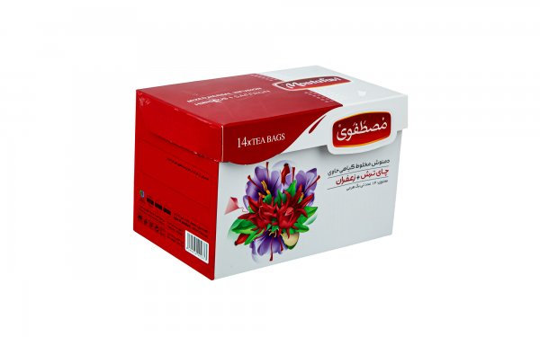 دمنوش مخلوط گیاهی چای ترش و زعفران کیسه‌ای مثلثی مصطفوی بسته 14 عددی