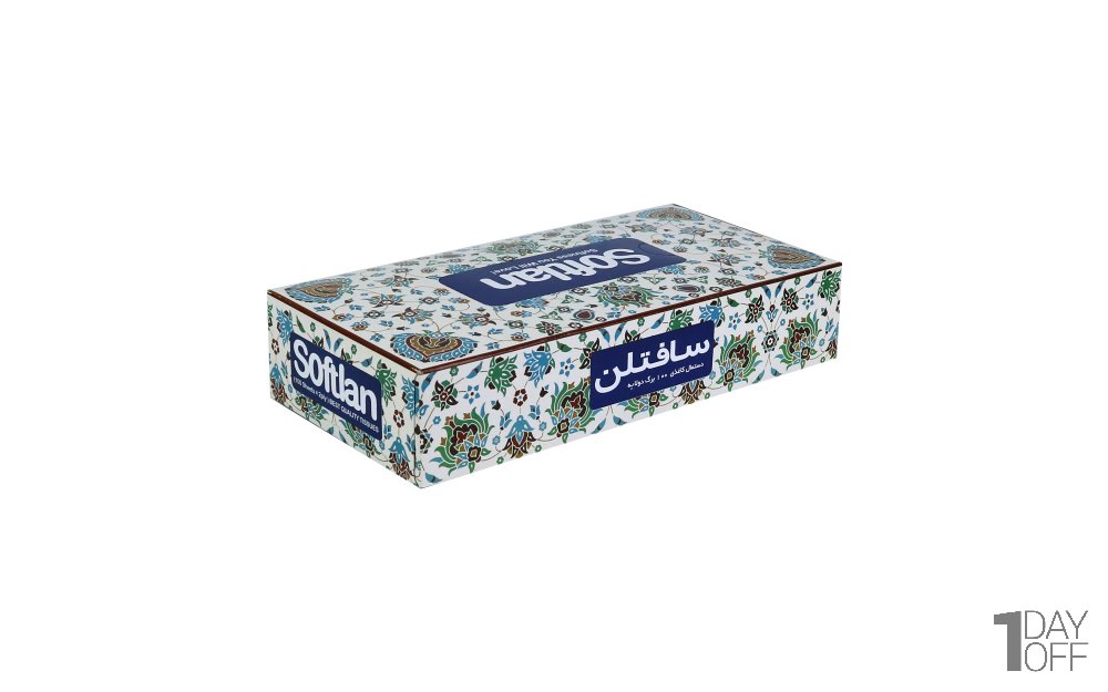 دستمال کاغذی دولایه سافتلن بسته 100 برگ طرح رندم