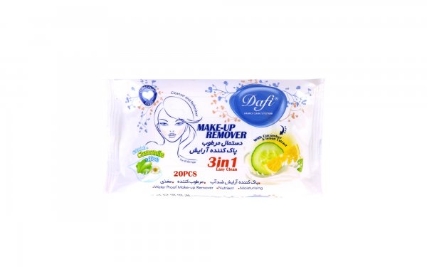دستمال مرطوب پاک‌کننده آرایش بسته 2 عددی دافی (Dafi) مدل 3In1