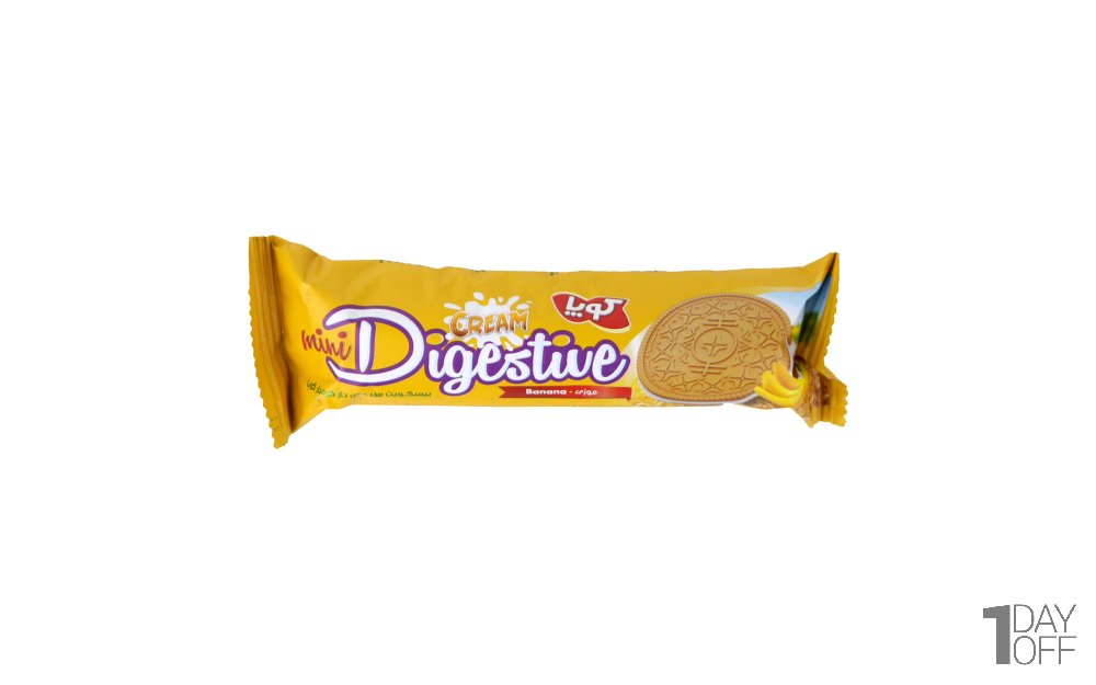 بیسکویت سبوس‌دار کرم‌دار با طعم موز مینی‌دایجستیو کوپا مقدار 75 گرم