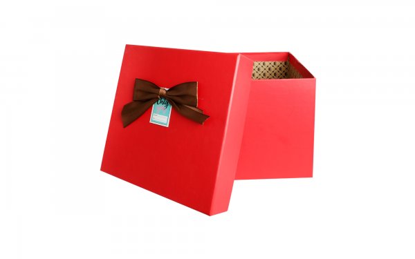 باکس هدیه مکعب مربع رنگ قرمز ابعاد 22.5x22.5x19 سانتی‌متر 