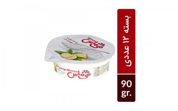 ماست چکیده موسیر تک‌نفره می‌ماس مقدار 90 گرم بسته 12 عددی