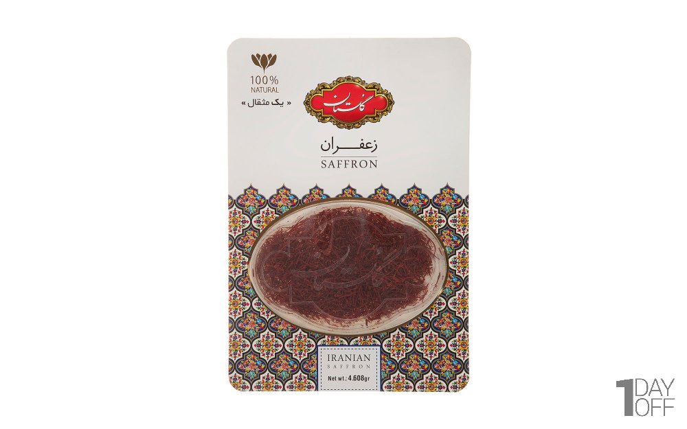 زعفران گلستان کارتی با طرح خاتم مقدار یک مثقال (4.608 گرم) 