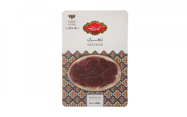 زعفران گلستان کارتی با طرح خاتم مقدار یک مثقال (4.608 گرم) 
