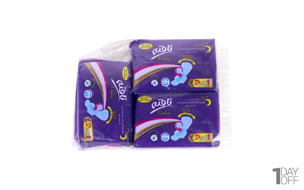 نوار بهداشتی بال‌دار ویژه شب یلدا سایز XXL تافته 3 بسته 7 عددی 