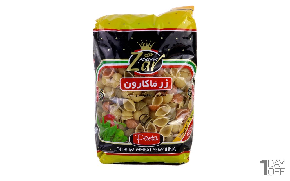 ماکارونی فرمی زر ماکارون مدل شلز سبزیجات مقدار 500 گرم