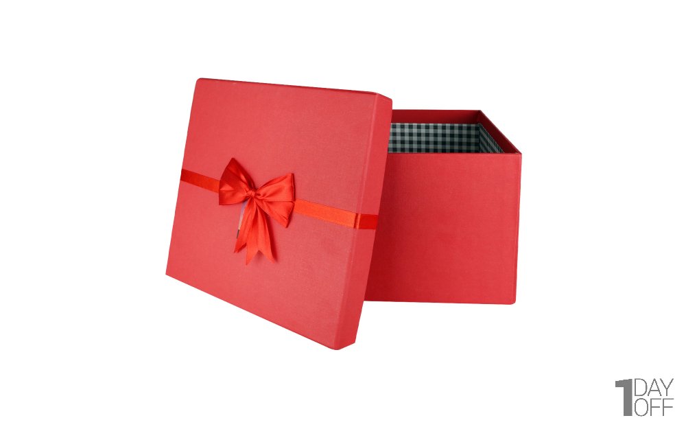 باکس هدیه مکعب مربع رنگ قرمز ابعاد 20x20x15 سانتی‌متر 